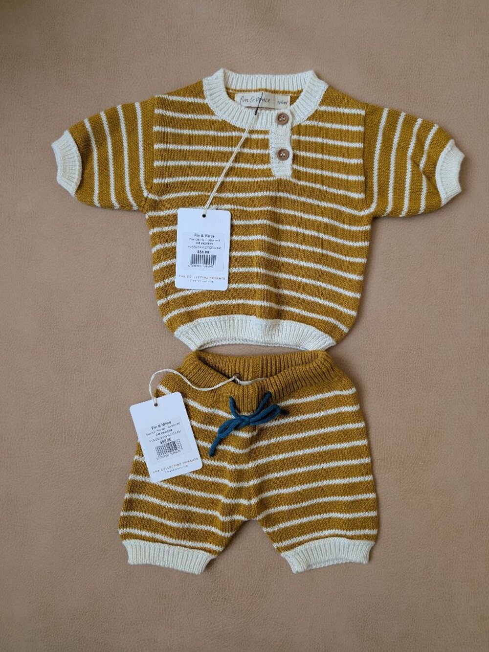 Fin & Vince Zion Knit Set in Goldenrod, New with Tags